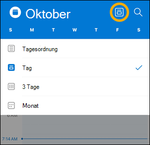 Optionen der iOS-Calendar-Ansichtsschaltfläche