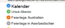 Dies ist eine Liste der Kalenderordner in älteren Outlook-Versionen.