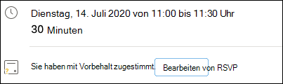 Bearbeiten von RSVP aus dem Ereignis.
