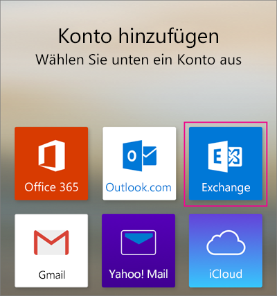 Hinzufügen eines Exchange-Kontos
