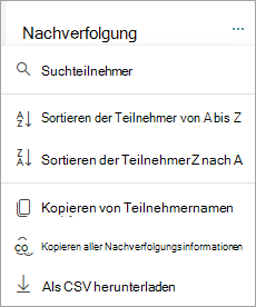 Sortieren und Suchen nach Teilnehmern