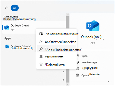 Screenshot von Outlook in 