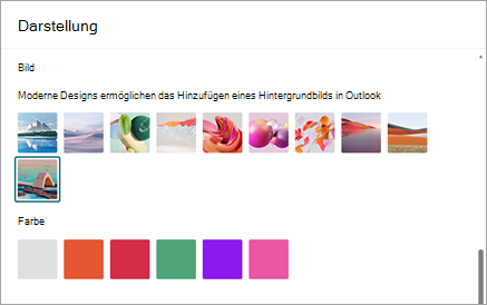 Zugreifen auf Ihre Posteingangsdesigns über Einstellungen > Allgemeine > Darstellung