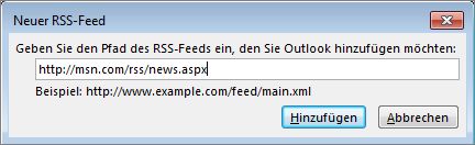 Eingeben der URL für den RSS-Feed
