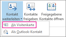 Weiterleiten eines Kontakts als Visitenkarte