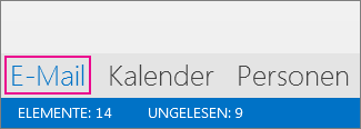 Navigationsleiste mit Ansichten als Text