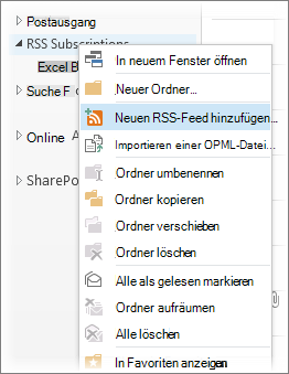 Hinzufügen eines RSS-Feeds