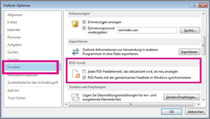 Synchronisieren von RSS-Feeds