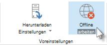 Befehl 'Offline arbeiten' im Menüband