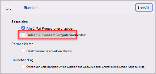 Einstellungsbereich
