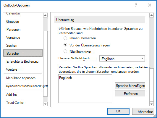 Spracheinstellungen