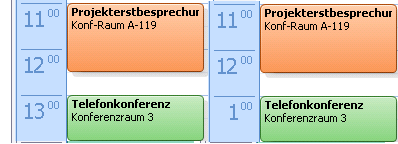Kalenderansicht mit Uhr im 24-Stunden- und 12-Stunden-Format