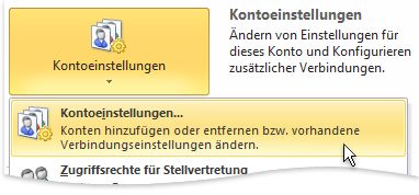 Kontoeinstellungen Kontoeinstellungen in der Backstage-Ansicht