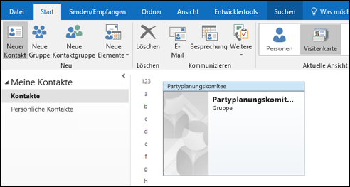 Doppelklicken Sie auf eine Kontaktgruppe, um Mitglieder hinzuzufügen.