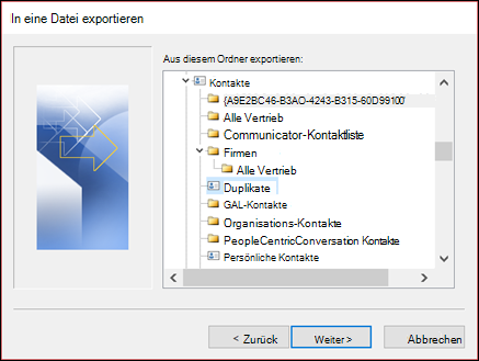 Exportieren Sie aus Ihrem Ordner Duplikate.