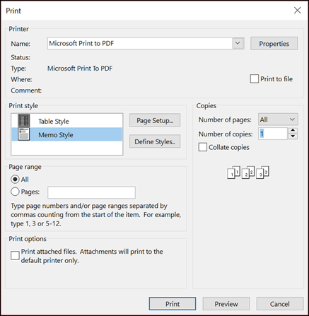 You can print only specific pages of an email message.