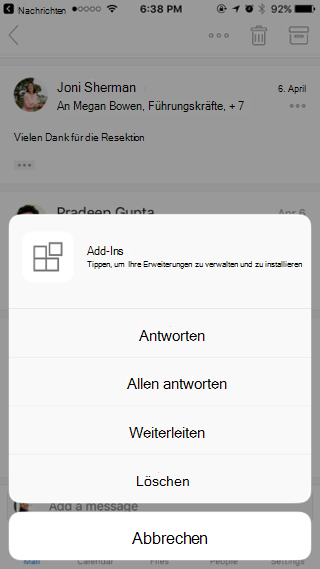 Reagieren auf eine Nachricht