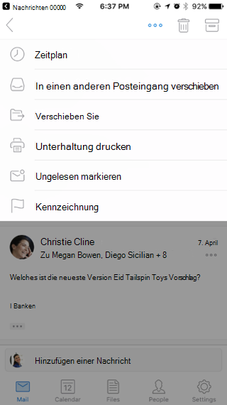 Reagieren auf eine Nachricht