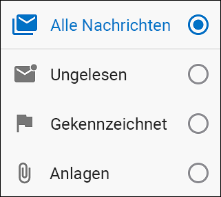 Wählen Sie aus, wie Sie Ihre Nachrichten filtern möchten.