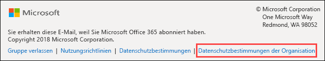 Office 365 Gruppen: Fußzeile für Die Begrüßungsnachricht