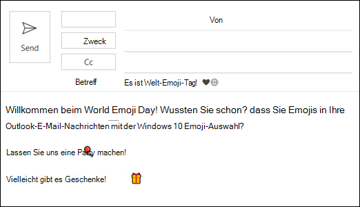 Sie können ein oder mehrere Emojis in Ihre E-Mail-Nachricht einfügen.
