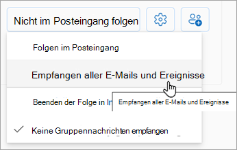 Wählen Sie in der Dropdownliste Alle E-Mails und Ereignisse empfangen aus.