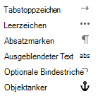 Dies sind die Formatierungszeichen, die in E-Mails verfügbar sind.