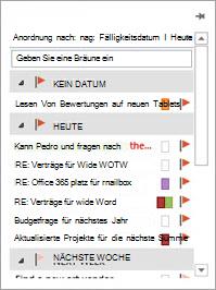 Zeigen Sie auf der Navigationsleiste auf Aufgaben, um Ihre Aufgaben anzuzeigen.