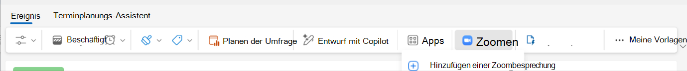 Screenshot: Optionen für Besprechungsanbieter für Drittanbieter von Onlinebesprechungsanbietern