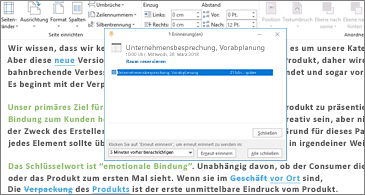 Word-Dokument mit Dialogfeld 