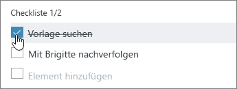 Aktivieren Sie das Kontrollkästchen, um die Aufgabe als erledigt zu markieren