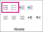 Screenshot: Aufzählungen.