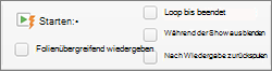 Audiooptionen auf der rechten Seite der Registerkarte 