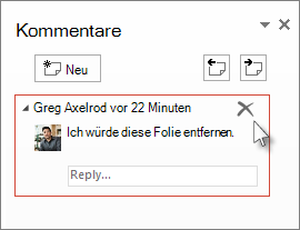 Löschen eines Kommentars