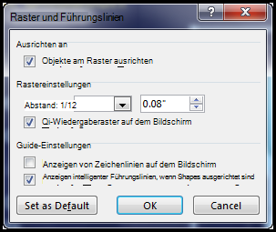 PowerPoint-Dialogfeld 'Raster und Führungslinien'