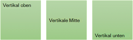 Drei vertikale Textausrichtungsoptionen: oben, mitte und unten