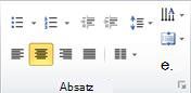 Die Gruppe Absatz auf der Registerkarte Start