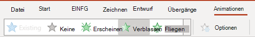 Der Animationsbereich in PowerPoint für das Web.