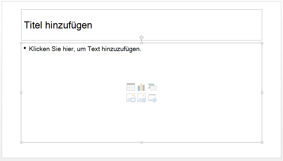 Folie mit dem gewählten Design. Fügen Sie im oberen Textfeld einen Titel hinzu.