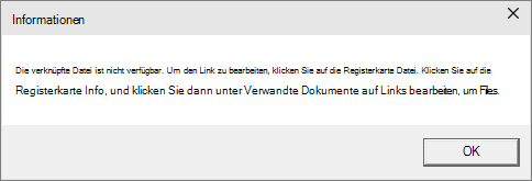Zeigt den verknüpften Dateifehler in PowerPoint