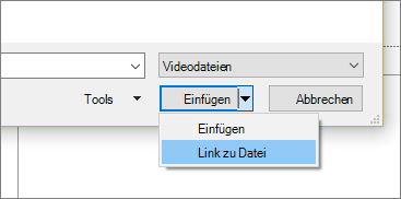 Abbildung des Dialogfelds 'Video einfügen' in PowerPoint