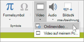 Die Schaltfläche auf der Menüleiste zum Einfügen eines Onlinevideos in PowerPoint