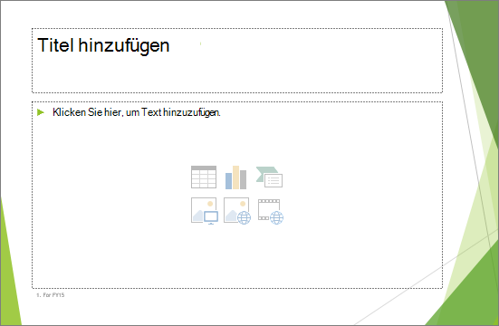 Eine Titel- und Inhaltsfolie mit zwei Platzhaltern