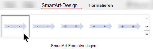 Auf der Registerkarte SmartArt-Entwurf können Sie mithilfe von SmartArt-Formatvorlagen eine Form, eine Farbe und Effekte für Ihre Grafik auswählen.