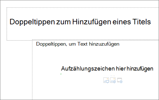 Abbildung eines leeren Titelfelds und eines leeren Textfelds, um zu zeigen, wo Aufzählungszeichen funktionieren.