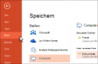 Ihre PowerPoint-Präsentation speichern