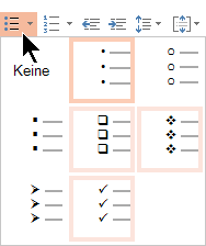 Katalog mit Aufzählungsformatvorlagen