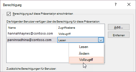 Festlegen der Vollzugriffssteuerung für Benutzer