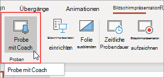 Wählen Sie auf „Mit Coach proben“ aus.