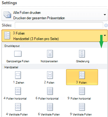 Das Layout zum Drucken von Handzetteln
